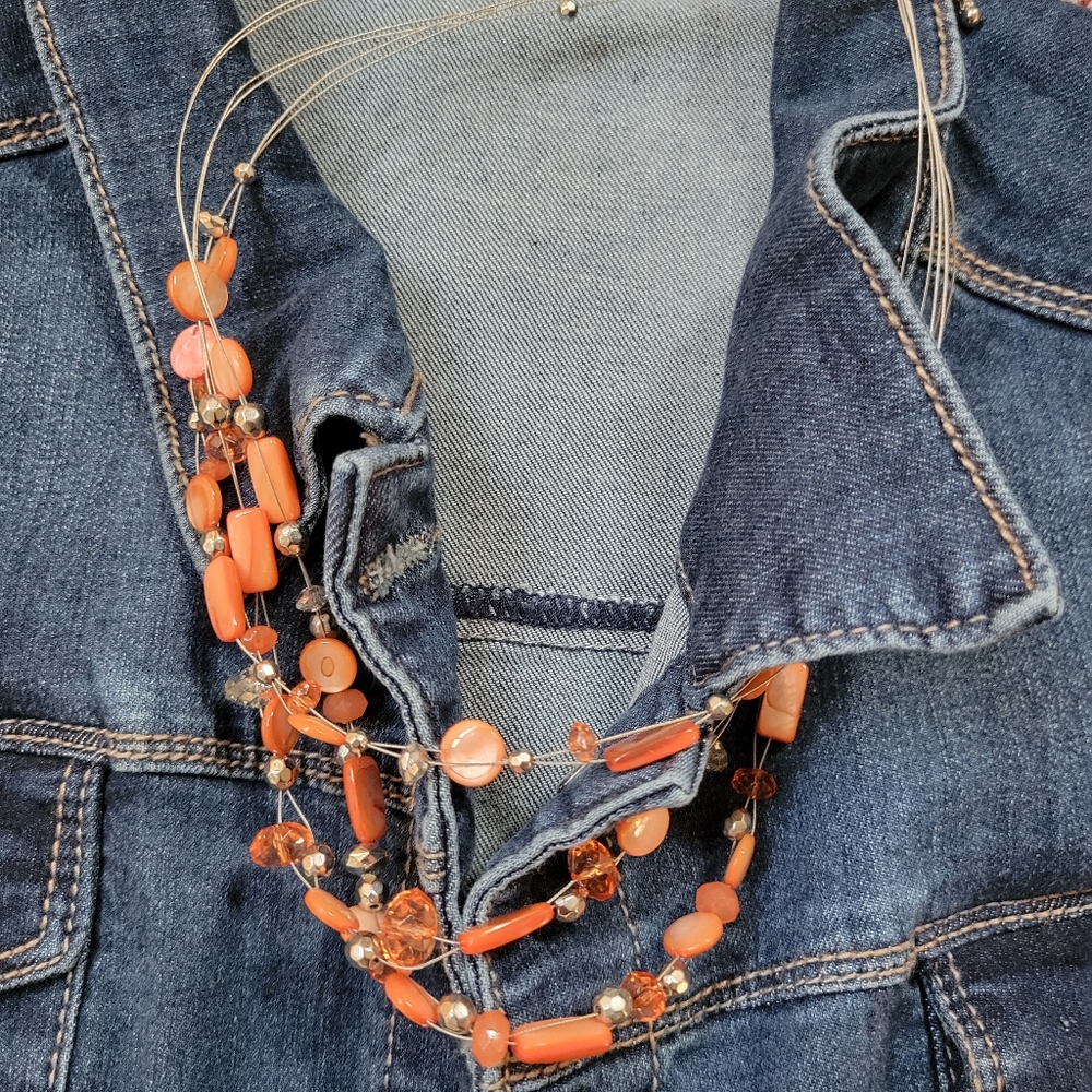 Beaded Beachy Necklace ~ Pretty Peach Beads FINAL PRICE!